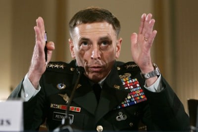 U.S. Army General Petraeus testifies about the war in Iraq during a hearing on Capitol Hill in Washington