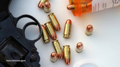 Handgun-Bullets-Prescription-Drugs