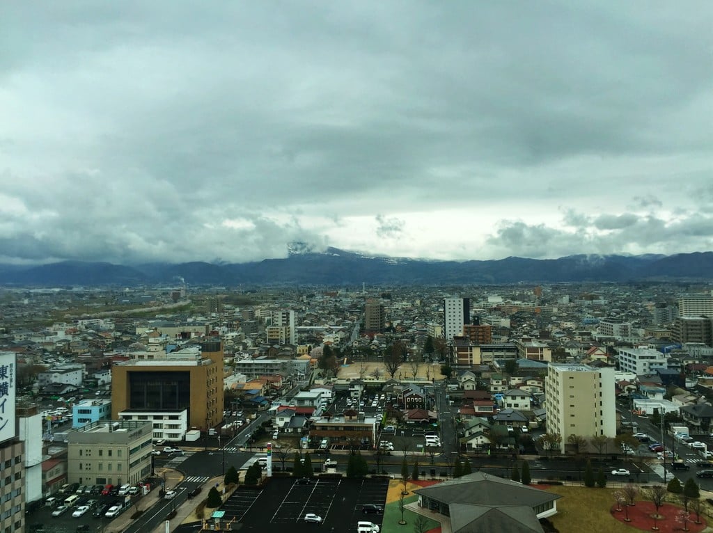 Clouds hang over Fukushima City (by author, 2015)