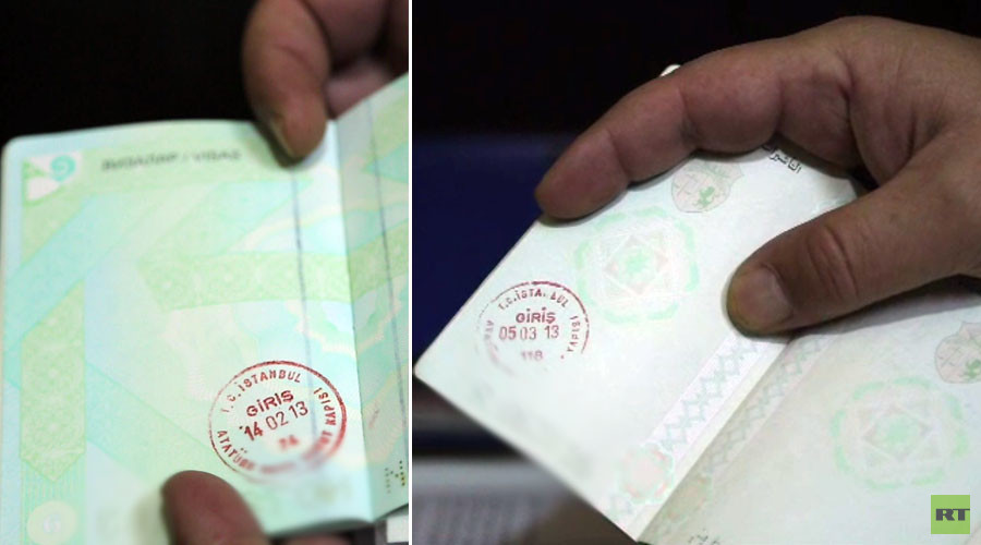 Passports belonging to Islamic State fighters bearing stamps from Istanbul, Turkey. / RT