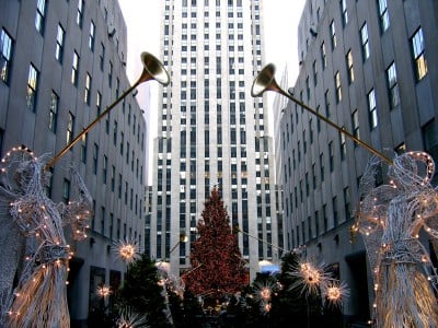 Ню Йорк, Рокфелер център, Коледа, Ангели, Тръби |  CGP сиво (CC BY 2.0)