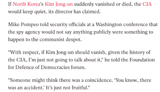 “Peace Negotiator” Mike Pompeo: There is a CIA Plot to Assassinate Kim Jong-un?
